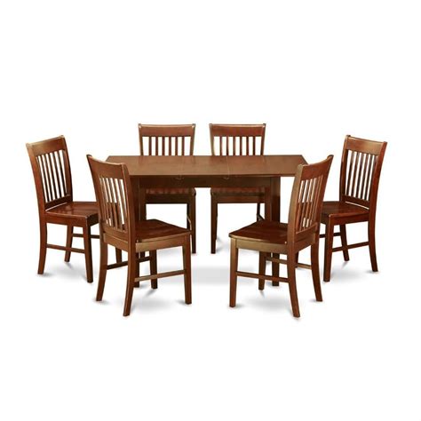 Mission Style 7-piece Dining Set in Mahogany Wood Finish | Small kitchen table sets, Nook dining ...