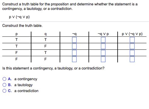 Solved Construct a truth table for the proposition and | Chegg.com