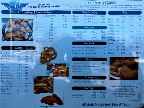 Menu at Wing Heaven restaurant, Wyoming, 44th St SW