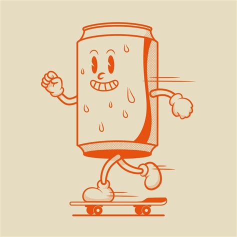 Cute Cola Can Character, Retro Mascot Character 15649742 Vector Art at ...