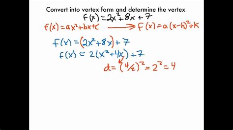 Vertex Form Of A Quadratic Function