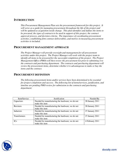 Procurement Management Plan - 10+ Examples, Format, Pdf