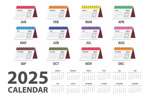 2025 calendar vector illustration. Simple classic monthly calendar for ...