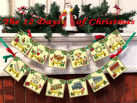 Twelve Days of Christmas Ornaments Decoration Patterns Printable Gift Tags Bunting Garland ...