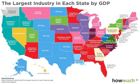 The largest industry in eash U.S. state by GDP - Vivid Maps