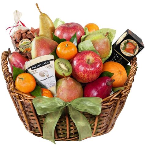 Artisanal Cheese and Fruit Basket, Red | Gourmet food basket, Food ...