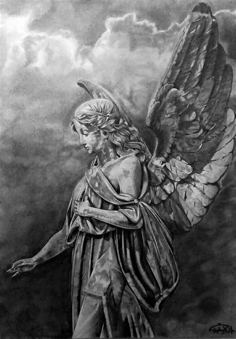 Angel Drawing, Pencil, Sketch, Colorful, Realistic Art Images | Drawing ...