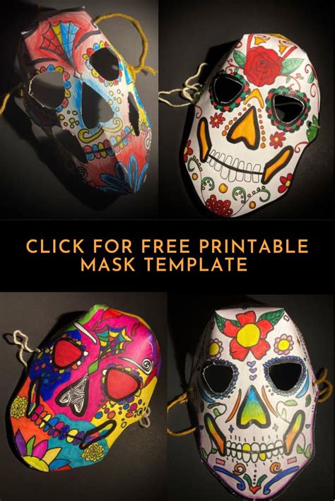 Printable sugar skull mask template | Halloween art projects, Skull mask, Mask template printable