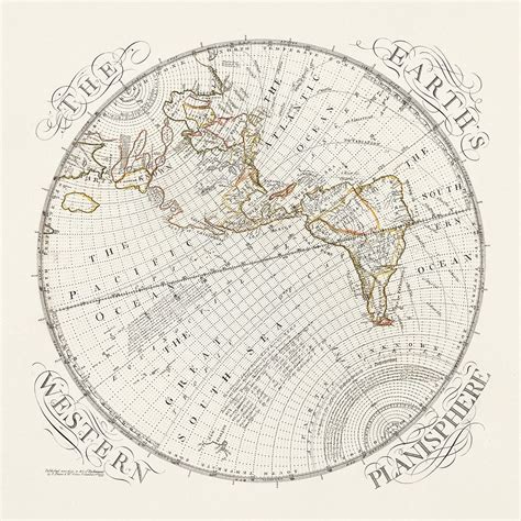 Earth's Western planisphere (1757), vintage | Free Photo Illustration - rawpixel