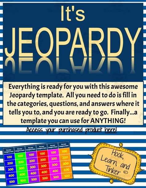 Editable Jeopardy Template by Teach Simple