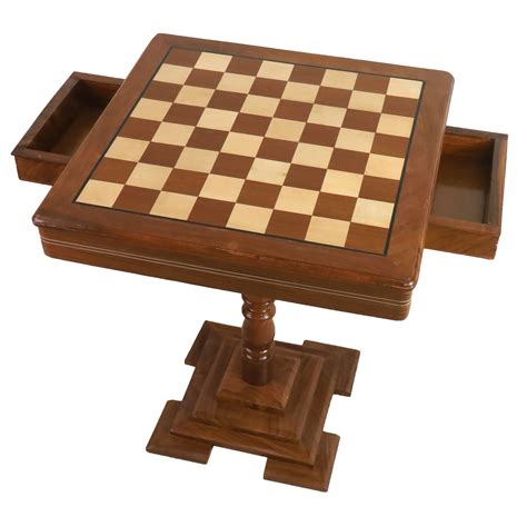 20" Wooden Chess Board Table with Drawers - 24" Height- Golden Rosewood ...