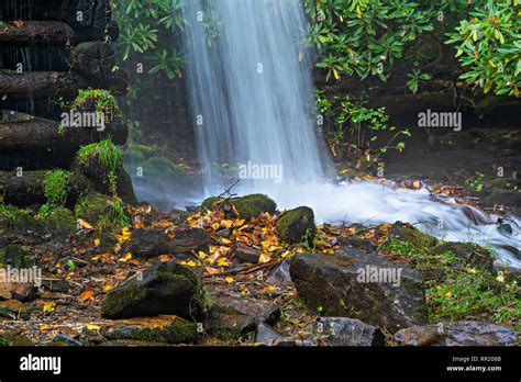 Autumn Leaves & Waterfall Stock Photo - Alamy