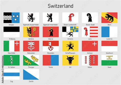 Flags of the cantons of Switzerland, All Swiss regions flag collection ...