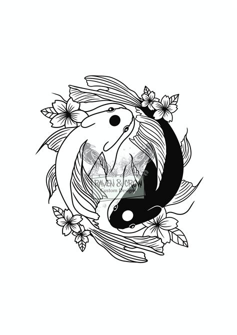 Yin and Yang-koi Fish-japanese Style-instant Download Svg-png-jpg Files Included Graphic Design ...