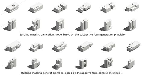 Examples of building massing design generated by the two parametric ...