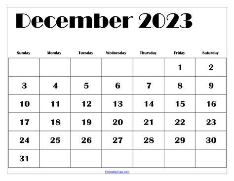 December 2023 Calendar Printable PDF with Holidays Templates