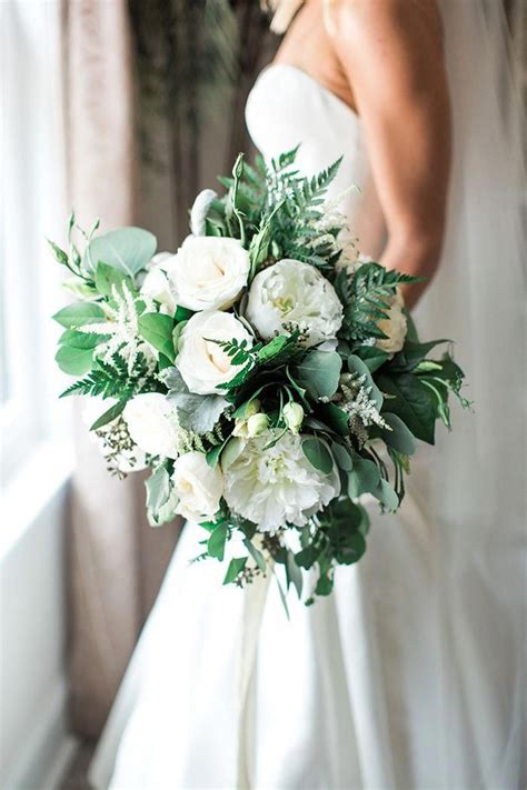 White Peony Bouquet with Summer Greenery #weddings #wedding #weddingideas #realwedding #w ...