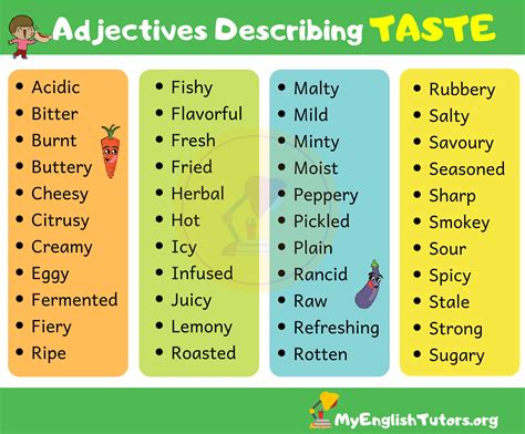 Food Adjectives: 40+ Adjectives for Describing the Taste of Food – My English Tutors