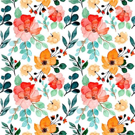 Premium Vector | Colorful floral watercolor seamless pattern | Çiçekli desen, Çizilecek şeyler ...