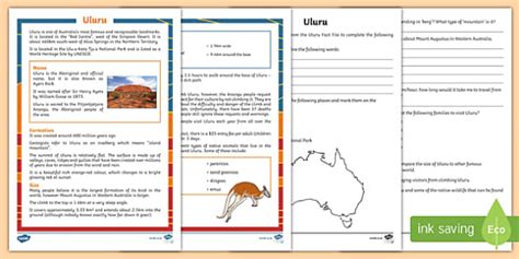 Uluru Facts for Kids | Fact File & Worksheet | Year 3-4