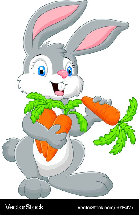 Cartoon rabbit holding a carrot Royalty Free Vector Image