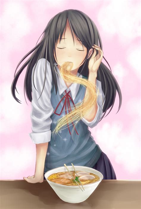 Kawaii Anime Girl Eating Ramen - Anime Wallpaper HD