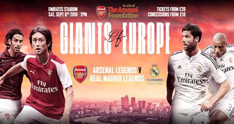 Win a pair of VIP tickets to see Arsenal Legends v Real Madrid legends ...