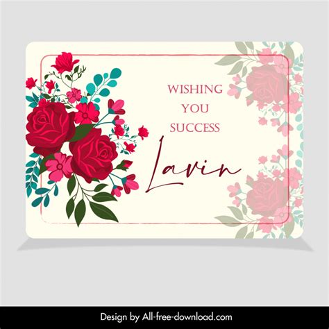 Success wishing card template elegant flora decoration Vectors images ...