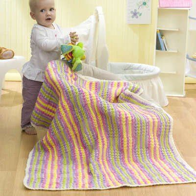 RED HEART WAVY STRIPES BABY BLANKET - BePatterns