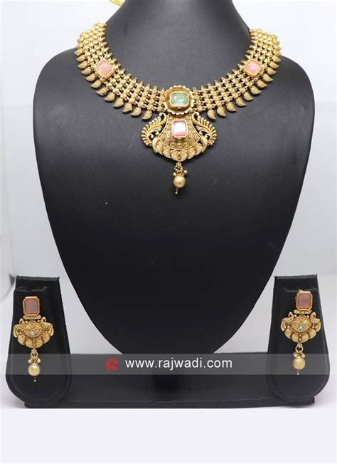 Gold Plated Necklace Set In Fancy Design