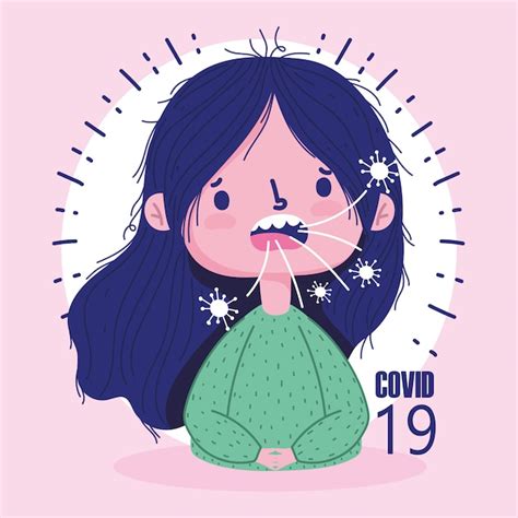 Premium Vector | Virus covid 19 pandemic, cartoon girl coughing disease ...