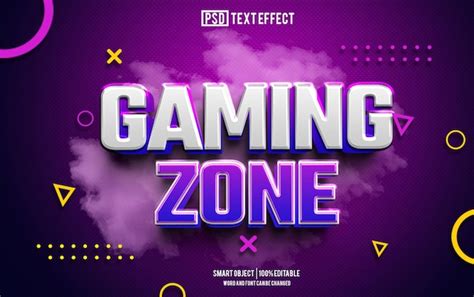 Premium PSD | Gaming zone text effect font editable typography 3d text