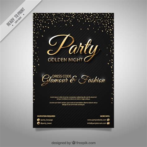 Free Vector | Elegant party brochure with golden confetti