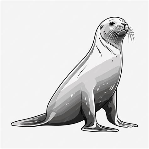 Premium Vector | Hand drawn sea lion outline black vector art illustration