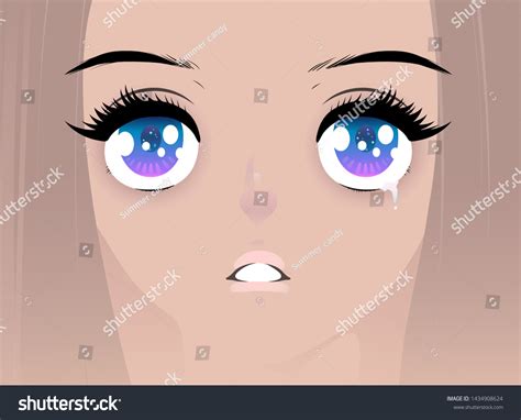 Anime Eyes Crying Cute Sparkling Dazzling Stock Vector (Royalty Free ...