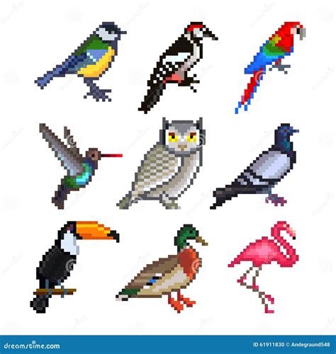 Pixel Birds For Games Icons Vector Set Stock Vector - Image: 61911830