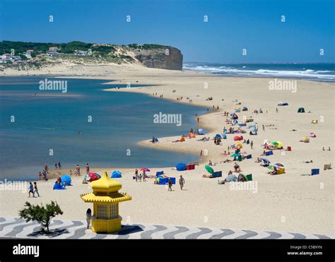 Portugal, the Costa da Prata, Foz do Arelho beach and lagoon Stock ...