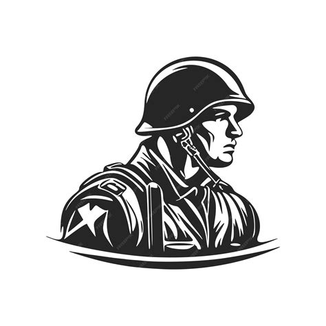 Premium Vector | Black and white modern logo depicting a soldier