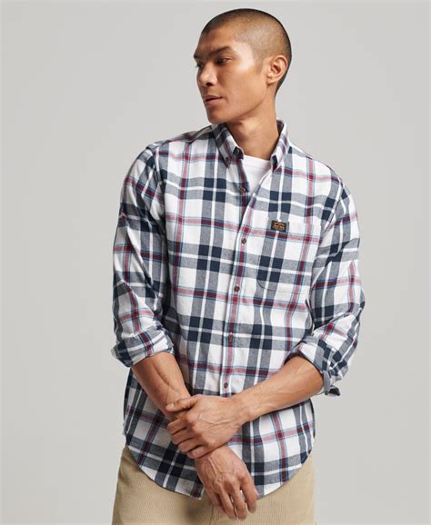 Men's Organic Cotton Vintage Lumberjack Shirt in Flint Check White ...