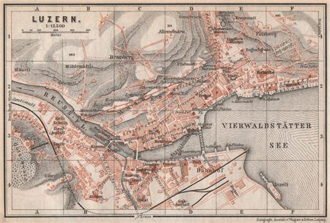 LUCERNE LUZERN. town city stadtplan. Switzerland Suisse Schweiz 1889 old map