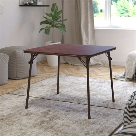 Flash Furniture Brown Folding Card Table - Lightweight Portable Folding Table with Collapsible ...