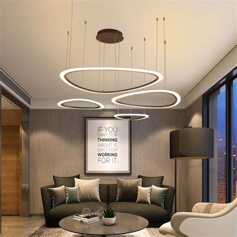 Nordic LED Pendant Lights Art rings Hanging Lamp For Kitchen Living Room Bedroom Cafe Bar Stair ...