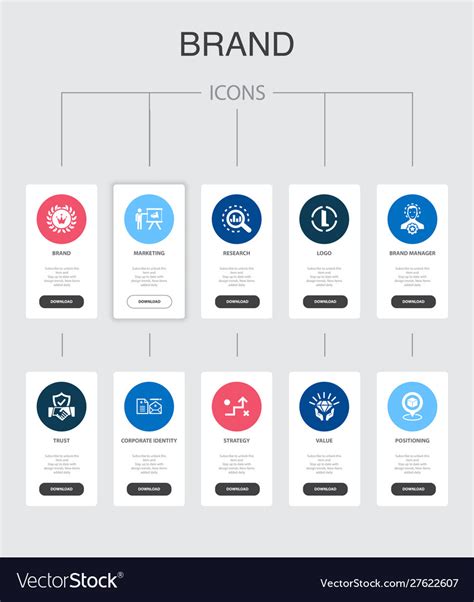 Brand infographic 10 steps ui designmarketing Vector Image