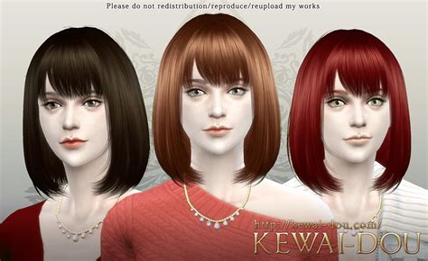 KEWAI-DOU: Cecile bob with bangs hairstyle - Sims 4 Hairs | Sims hair ...