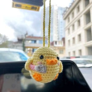 Cute Car Mirror Hanging Accessories, Crochet Car Hanger, Cute Chick ...