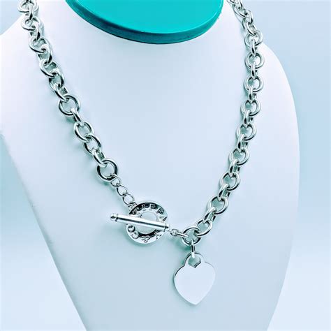 Tiffany & Co. 925 Sterling Silver Heart Charm Toggle Necklace 16" ⋆ SmartShop Jewelry