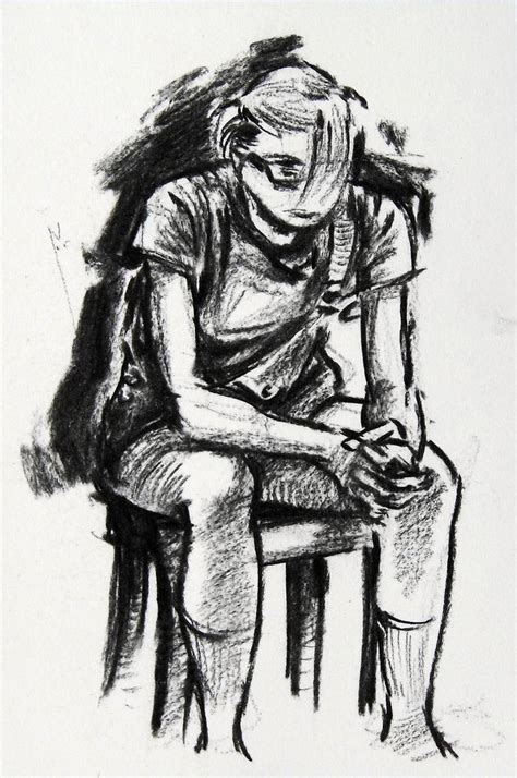 Woman Sitting on a Chair Drawing by Maciek Jozefowicz | Saatchi Art