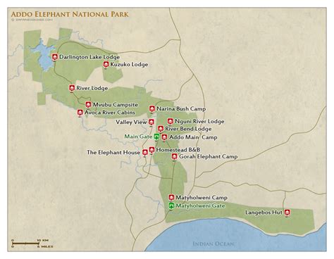 Addo Elephant NP Map – Detailed map of Addo Elephant National Park