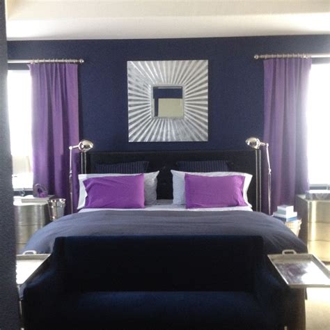 Purple and navy master bedroom Purple Master Bedroom, Purple Bedroom Design, Navy Blue Bedrooms ...