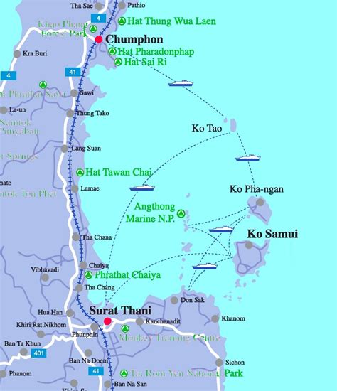 Map of Koh Samui, Ko Phangan and Koh Tao area